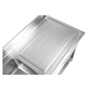Plonge Inox 1 Bak 1200x600 mm, Afdruiprek Rechts, Achterwand
