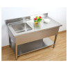 Plonge Inox 1 Bak 1200x600 mm, Afdruiprek Rechts, Achterwand