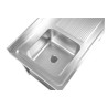 Plonge Inox 1 Bak 1200x600 mm, Afdruiprek Rechts, Achterwand