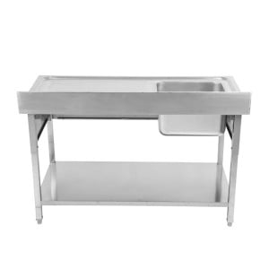 Plonge Inox 1 Bak 1200x600 mm, Afdruiprek Rechts, Achterwand