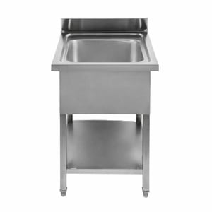 Plonge 1 Bak met Achterwand en Plank - L 600 x D 600 mm - Dynasteel