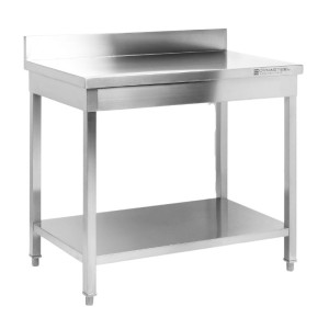 RVS Tafel 1000x600 mm Achterwand en Onderste Plank