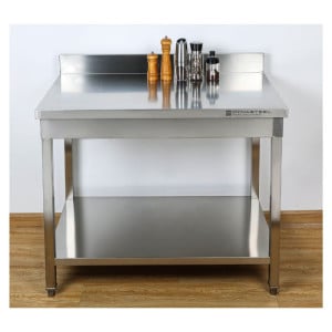 Stainless Steel Table 1000x600 mm Backsplash and Lower Shelf