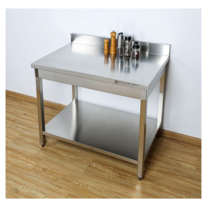 RVS tafel met spatwand en plank Dynasteel - Robuust en praktisch