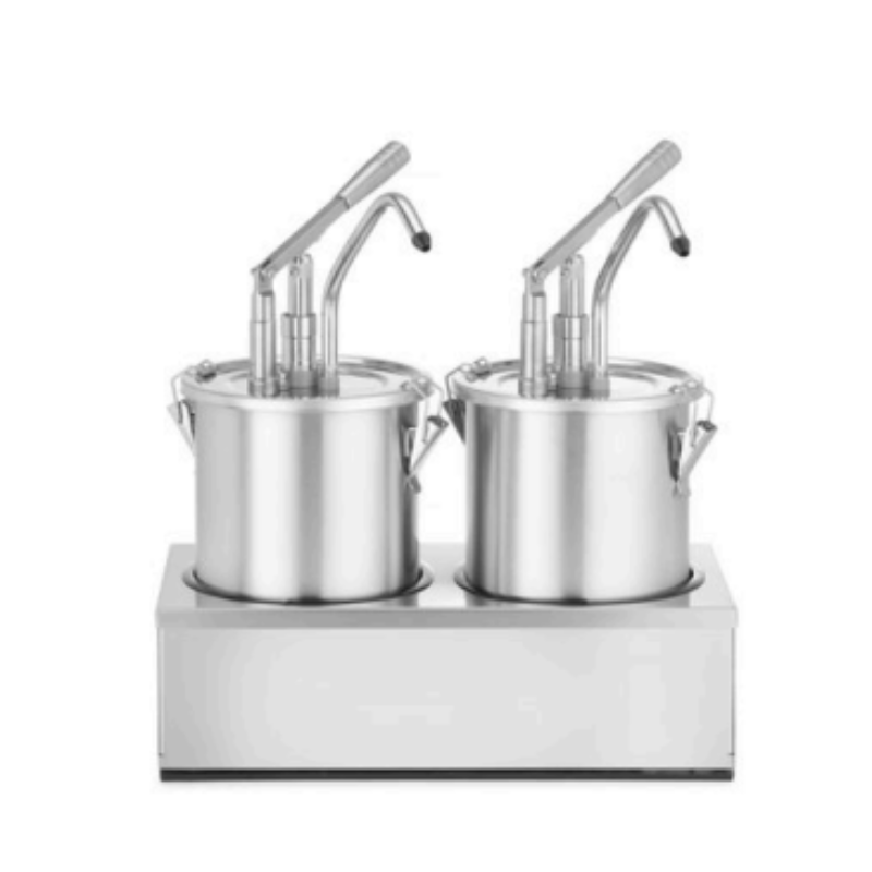 Stainless Steel Sauce Dispenser with Pump - Capacity 2 x 4.5 L - HENDI Stainless Steel Sauce Dispenser with Pump - Capacity 2 x 4.5 L - HENDI
