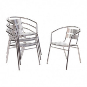 Stapelbare Aluminium Stoelen - Set van 4 - Gereviseerd