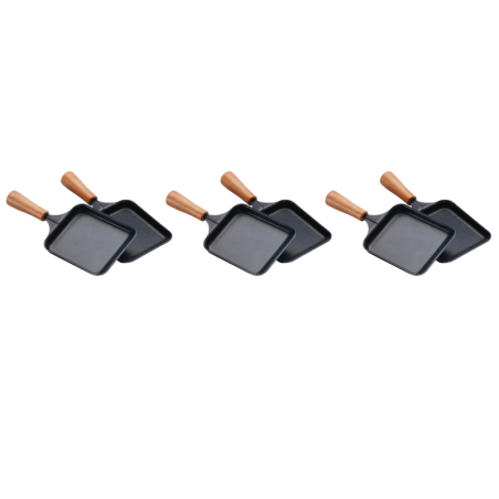 Set von 6 rechteckigen Holzpfännchen für Raclette