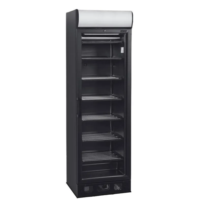Vrieskast met Glazen Deur en Luifel - Zwart - 270 L