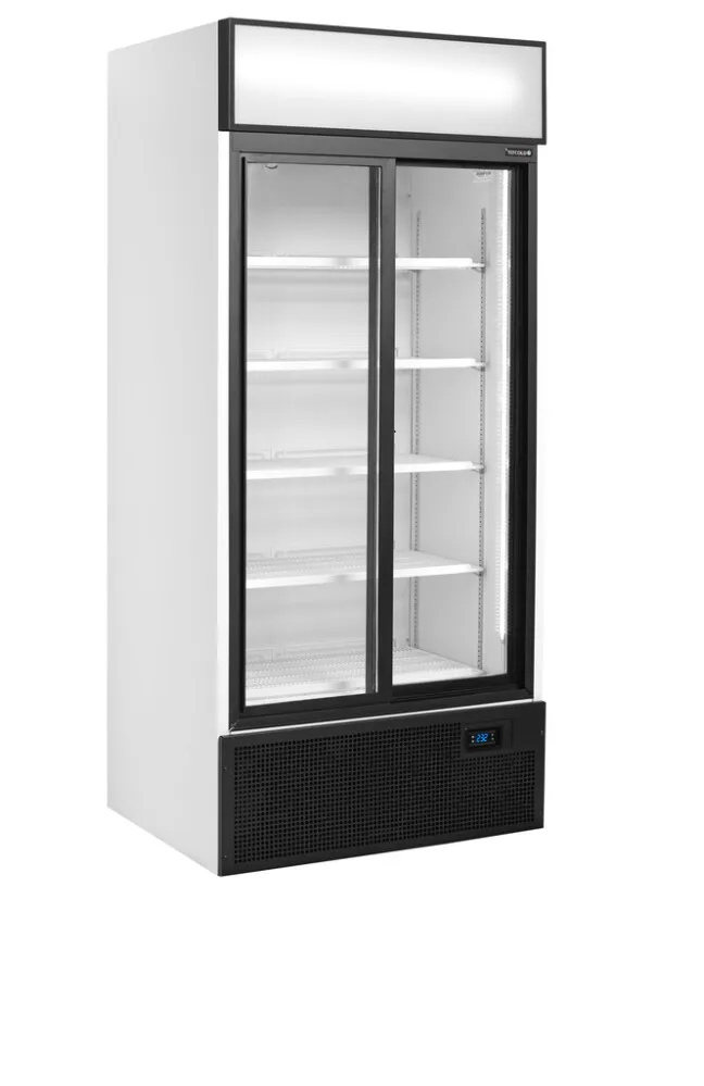 Koelkastkast 2 Glazen Schuifdeuren Wit - 462 L