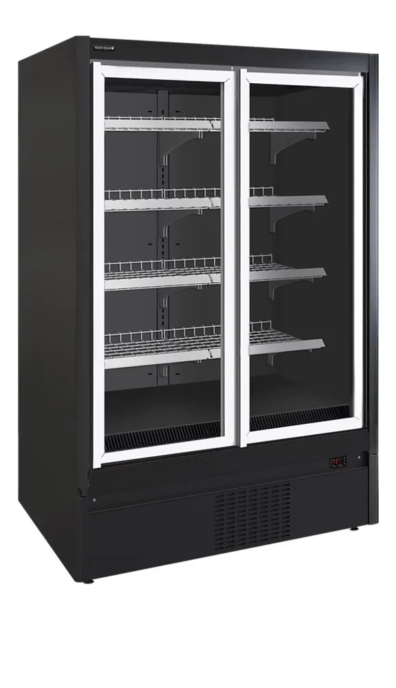 Negatieve Zwarte Supermarkt Koelvitrine - 2 Deuren - 850 L