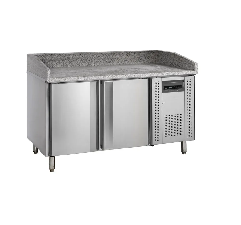 Tafel voor pizza in roestvrij staal - 400 x 600 mm - 2 deuren