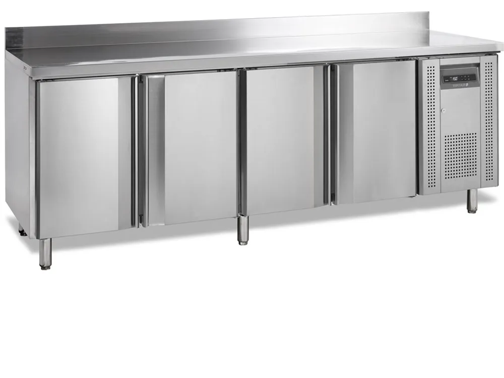 Negatieve gekoelde tafel met opstaande rand - 4 deuren - GN 1/1
