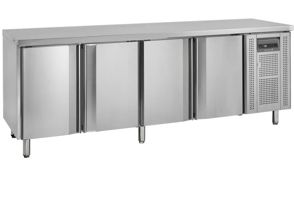 Negatieve gekoelde tafel in roestvrij staal - 4 deuren - GN 1/1