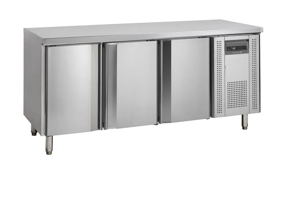 Negatieve gekoelde tafel in roestvrij staal - 3 deuren - 345 L