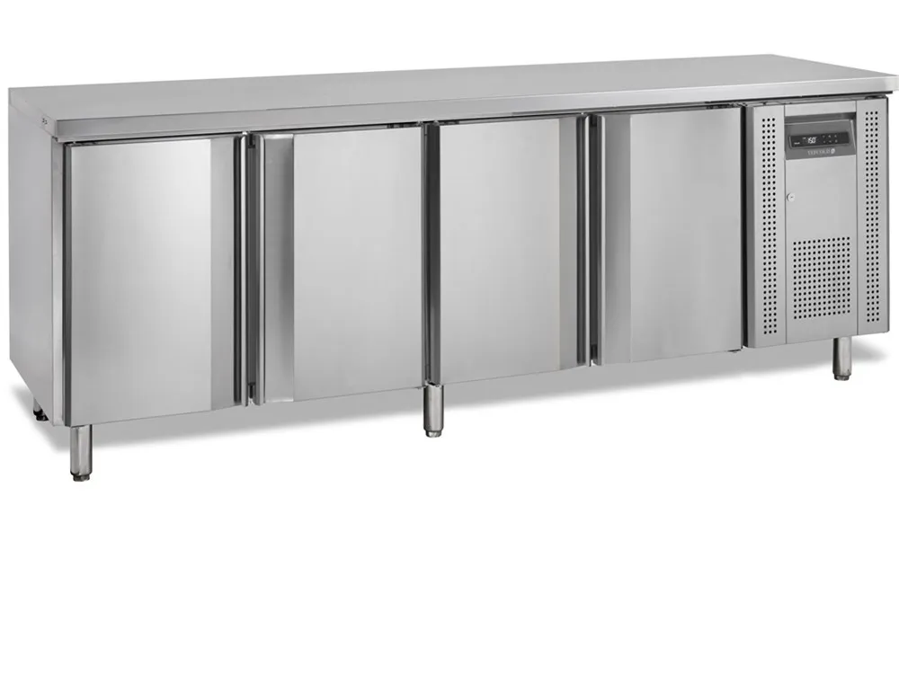Negatieve gekoelde tafel in roestvrij staal - 4 deuren - 460 L