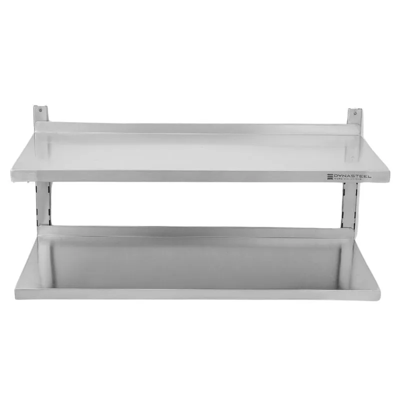 Roestvrijstalen Wandplank op Dragers 2 Niveaus - L 1000 x D 400 mm