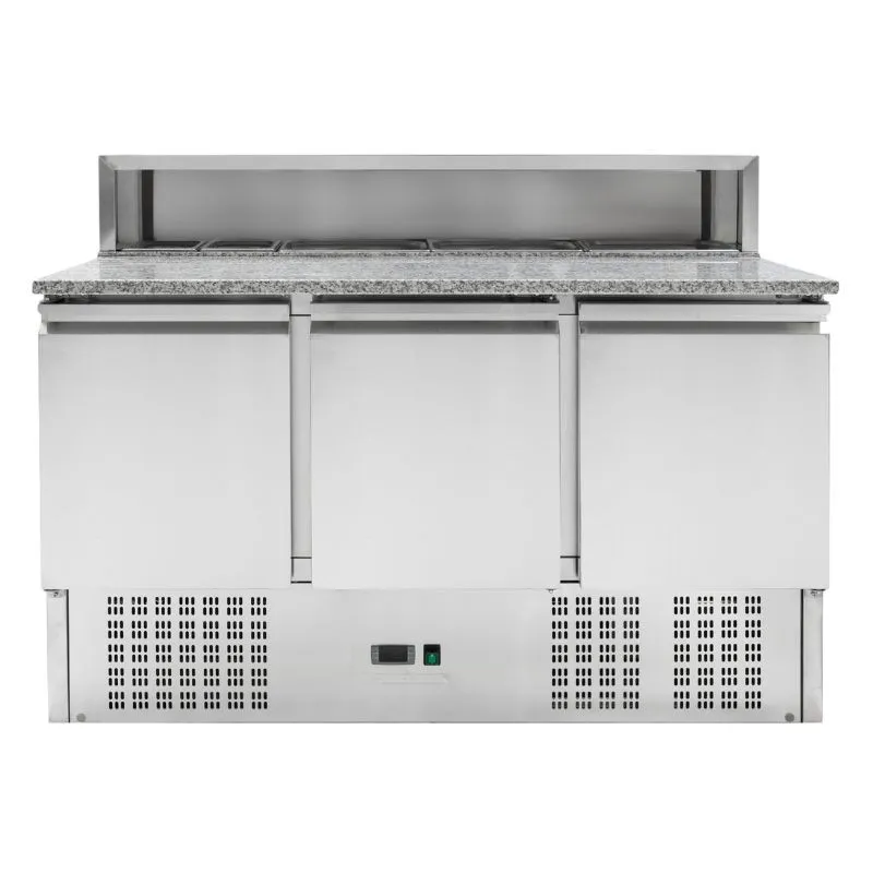 Gekoelde Pizzameubel - 3 Deuren - 8 GN 1/6 Bakken