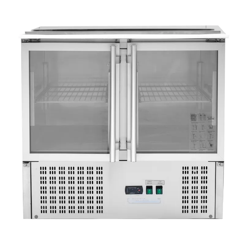 Saladette Compact - 2 Glazen Deuren met Open Dak - 2 GN 1/1 en 3 GN 1/6
