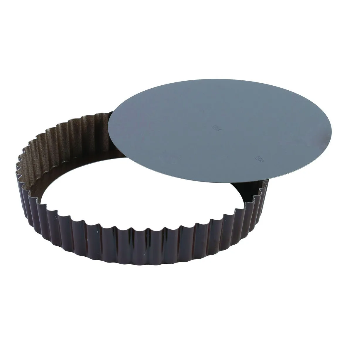 Ronde Geribbelde Antiaanbaktaartvorm met Uitneembare Bodem - ⌀ 300 mm