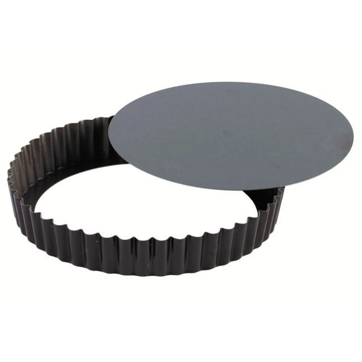 Ronde Geribbelde Antiaanbaktaartvorm met Uitneembare Bodem - ⌀ 320 mm