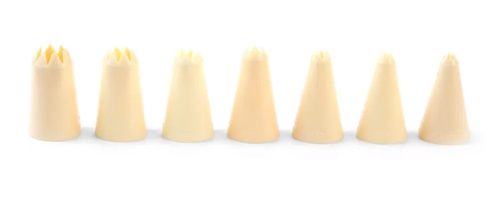 Set van 7 gekartelde doppen