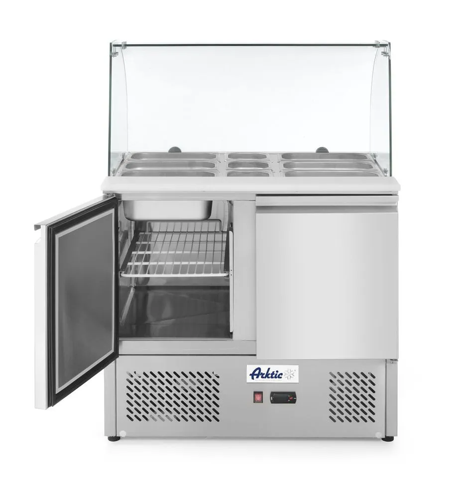 Toonbank 2 Deuren - Koelvitrine in Glas - 2 GN 1/1 bakken en 3 GN 1/6 bakken - 300 L
