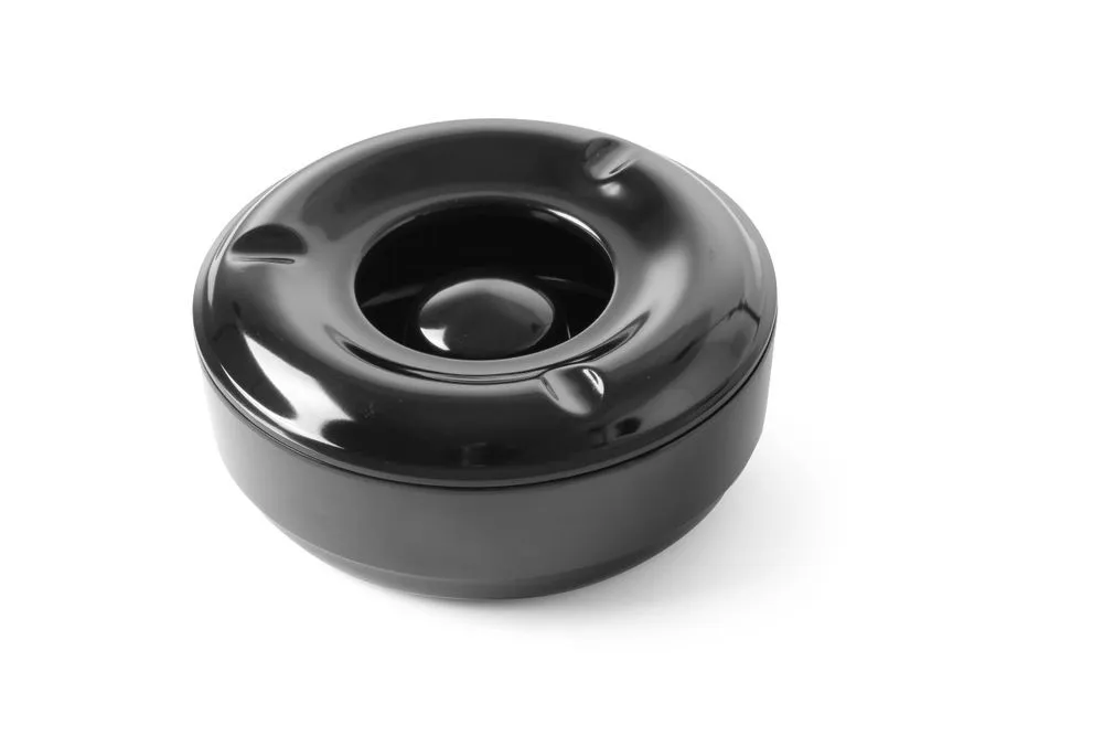 Asbak van zwart melamine - 146 mm diameter