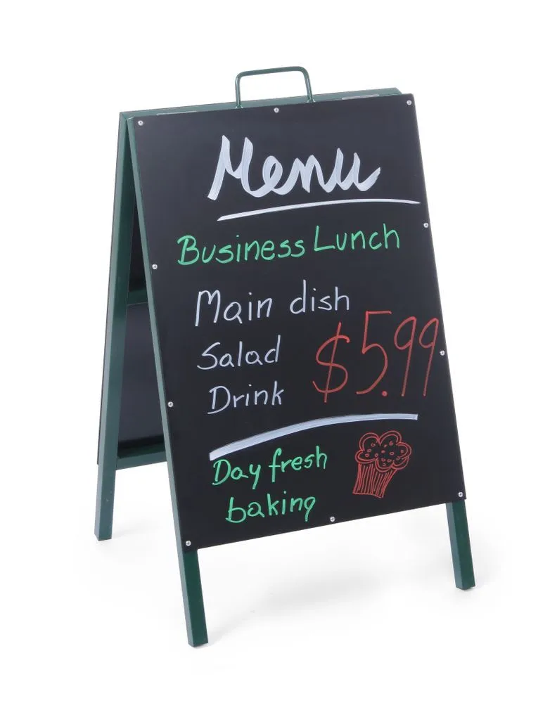 Krijtbord voor op de stoep met stalen frame
