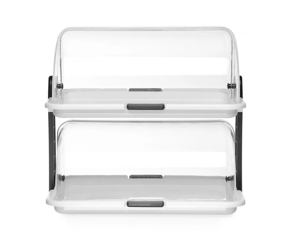 Rechthoekige vitrine met schuifdeksels - 2 plateaus - 465 x 310 mm