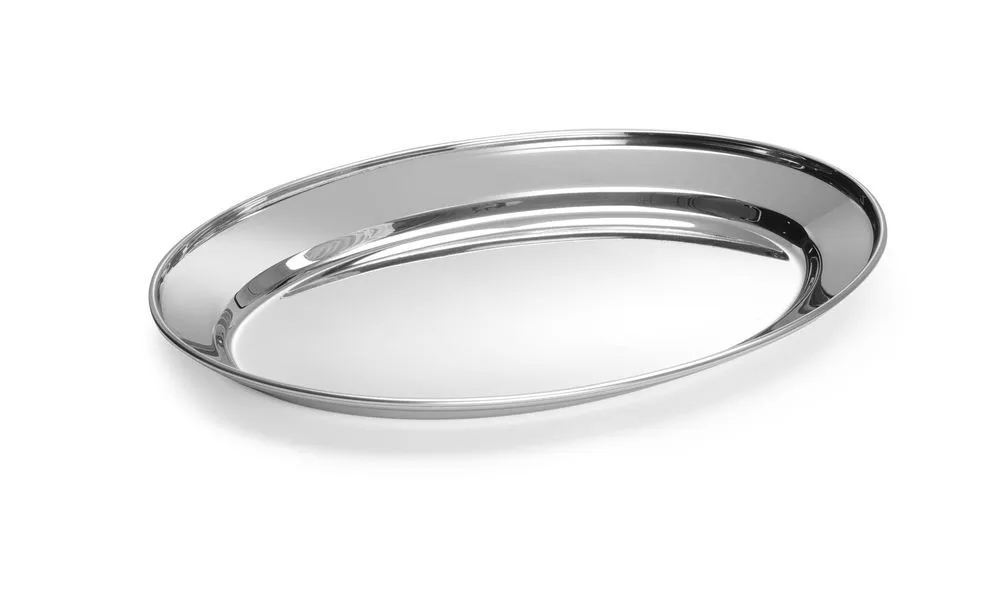Platte Ovale van Roestvrij Staal - 300 x 220 mm