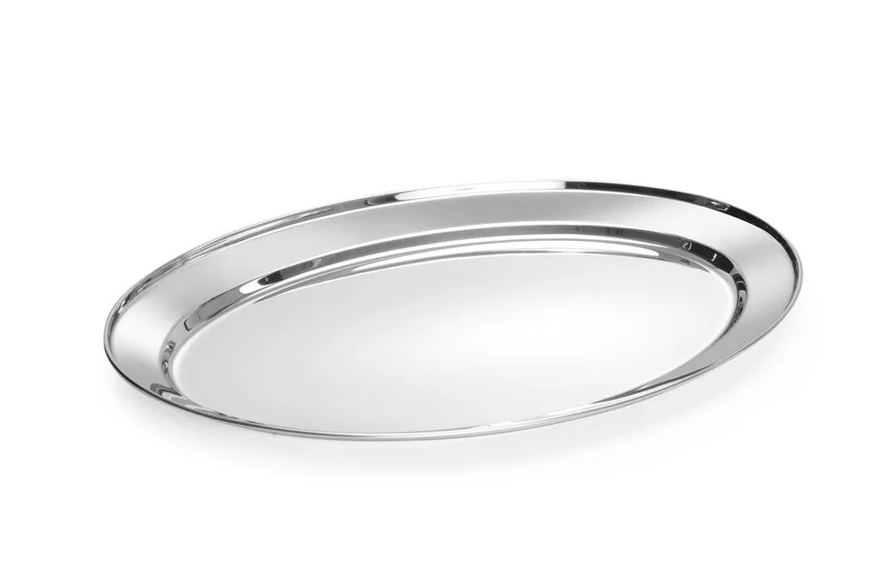 Platte Ovale van Roestvrij Staal - 500 x 350 mm