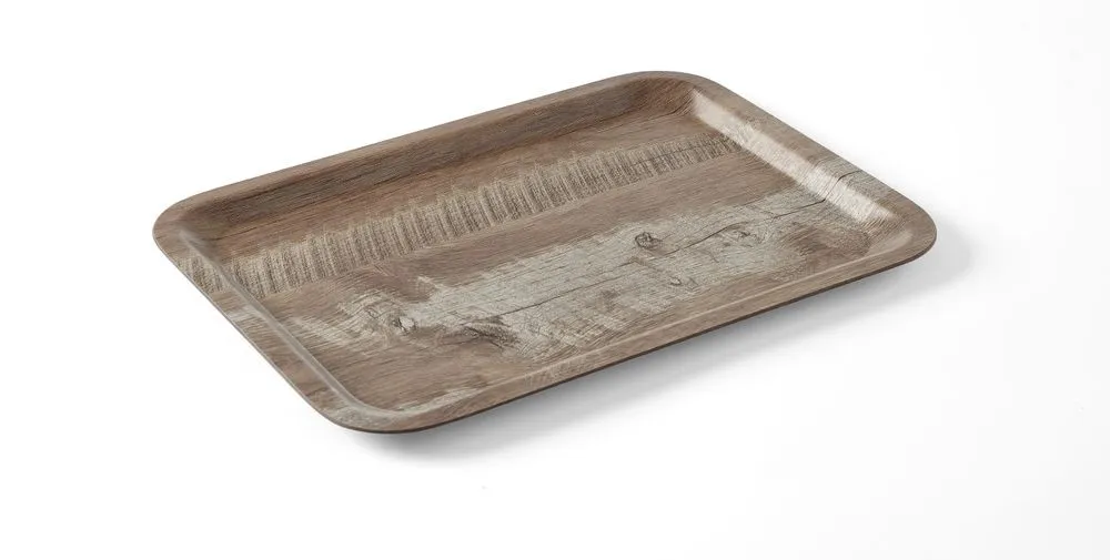 Dienblad van Melamine met Donker Houtprint - 350 x 240 mm