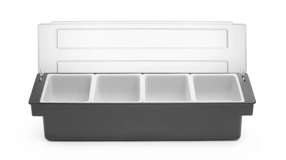 Ingrediëntenbox - 4 vakken in zwart ABS
