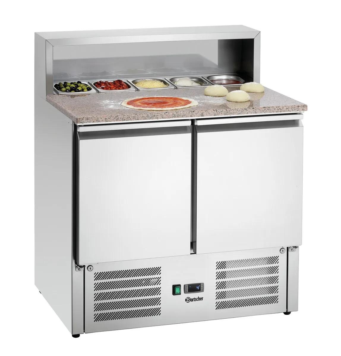 Gekoelde saladette voor Pizzaiolo - 5 bakken 1/6 GN