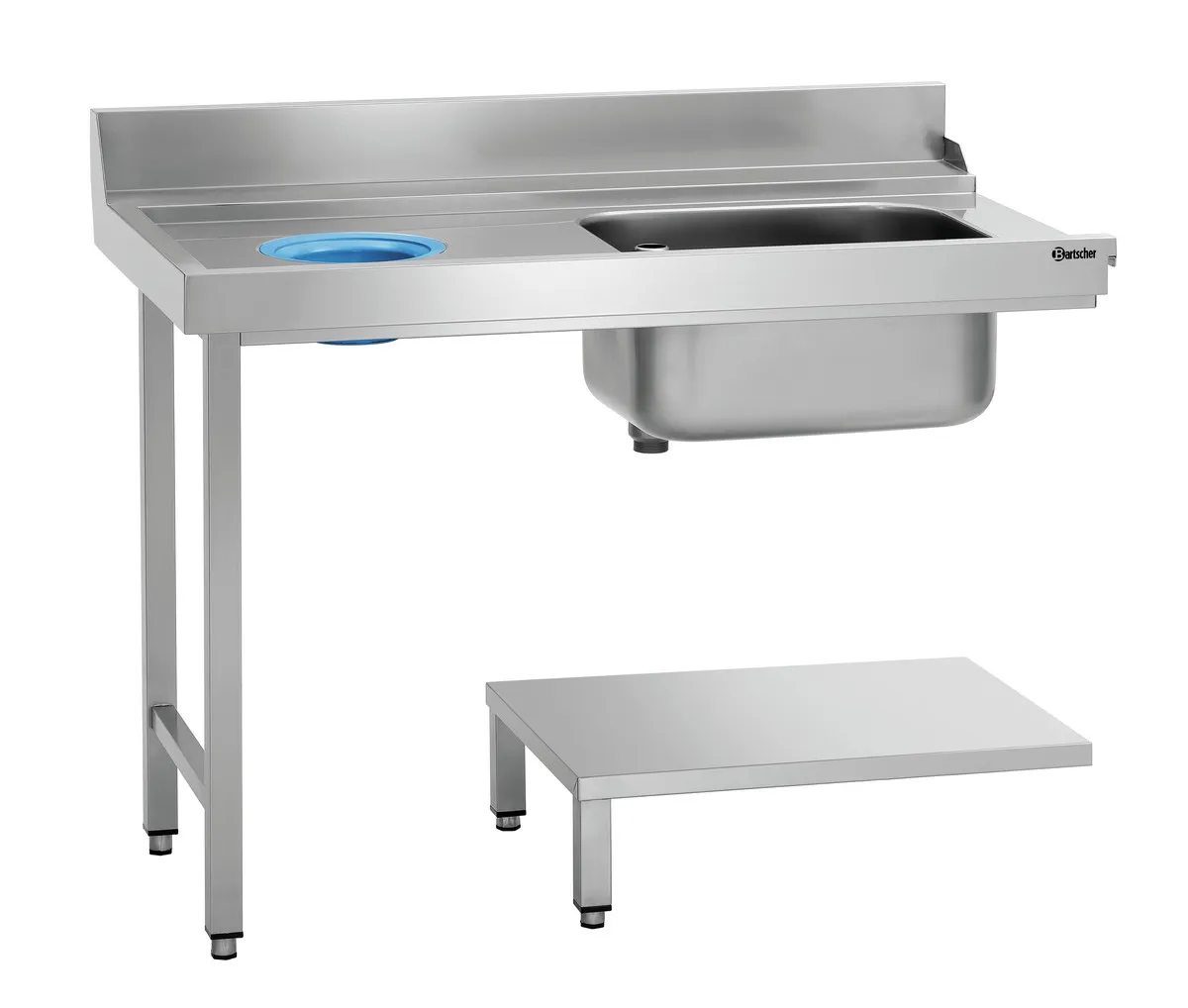 Sorteertafel met 1 Bak en 1 Lege Afvalopening - Links - L 1200 x D 720 mm