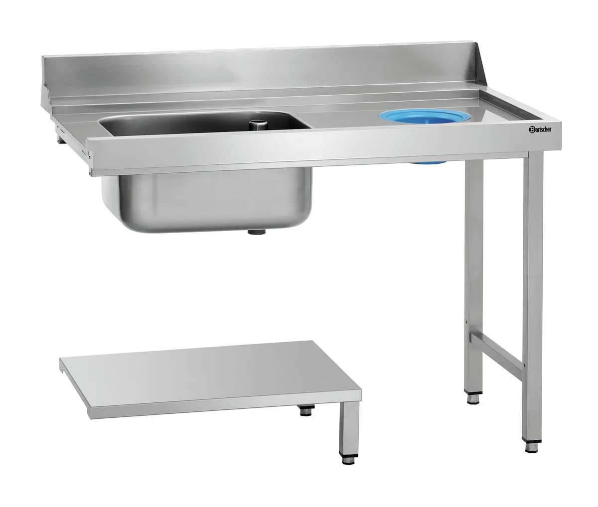 Sorteertafel met 1 Bak en 1 Lege Afvalopening - Rechts - L 1200 x D 720 mm