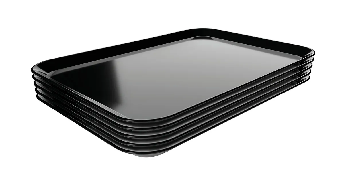 Zwarte Melamine Presentatieschaal - L 240 x D 350 x H 17 mm - Set van 5