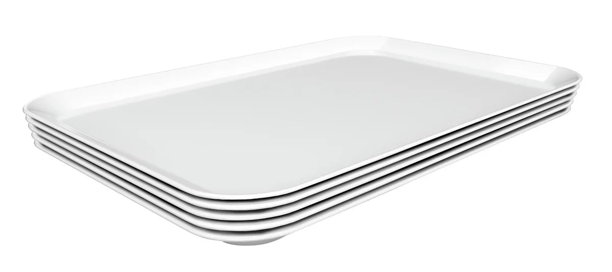 Witte Melamine Presentatieschaal - L 280 x D 420 x H 17 mm - Set van 5