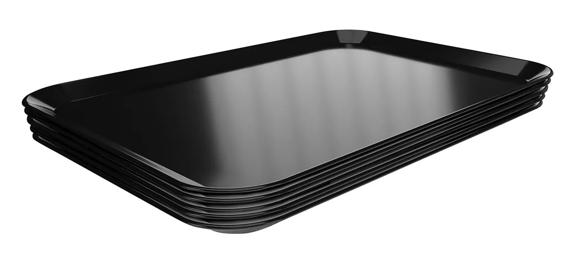 Zwarte Melamine Presentatieschaal - L 280 x B 420 x H 17 mm - Set van 5