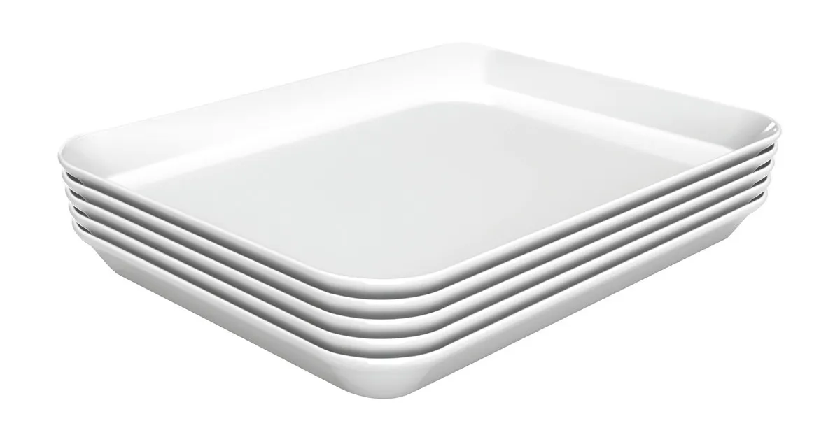 Wit Melamine Presentatieschaal - L 150 x D 190 x H 17 mm - Set van 5