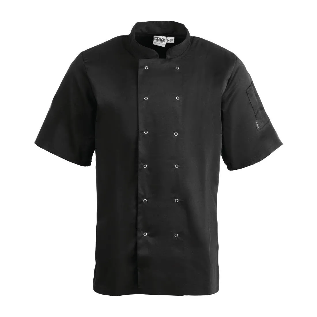 Zwarte unisex korte mouwen Vegas keukenjas - Maat M