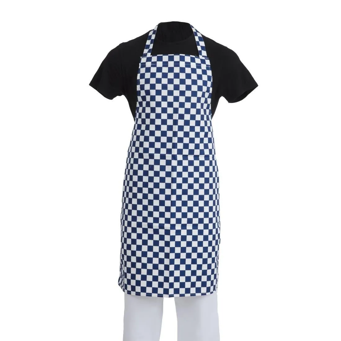 Schort met blauw-wit ruitpatroon van polycotton - 710 x 970 mm
