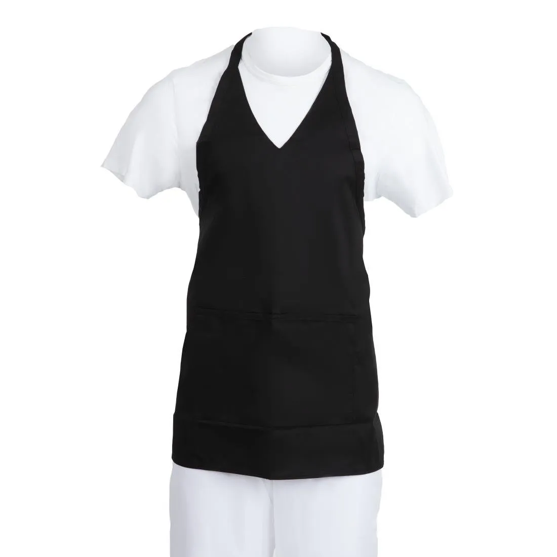 Schort voor ober met V-hals in zwart polycotton - 838 x 698 mm