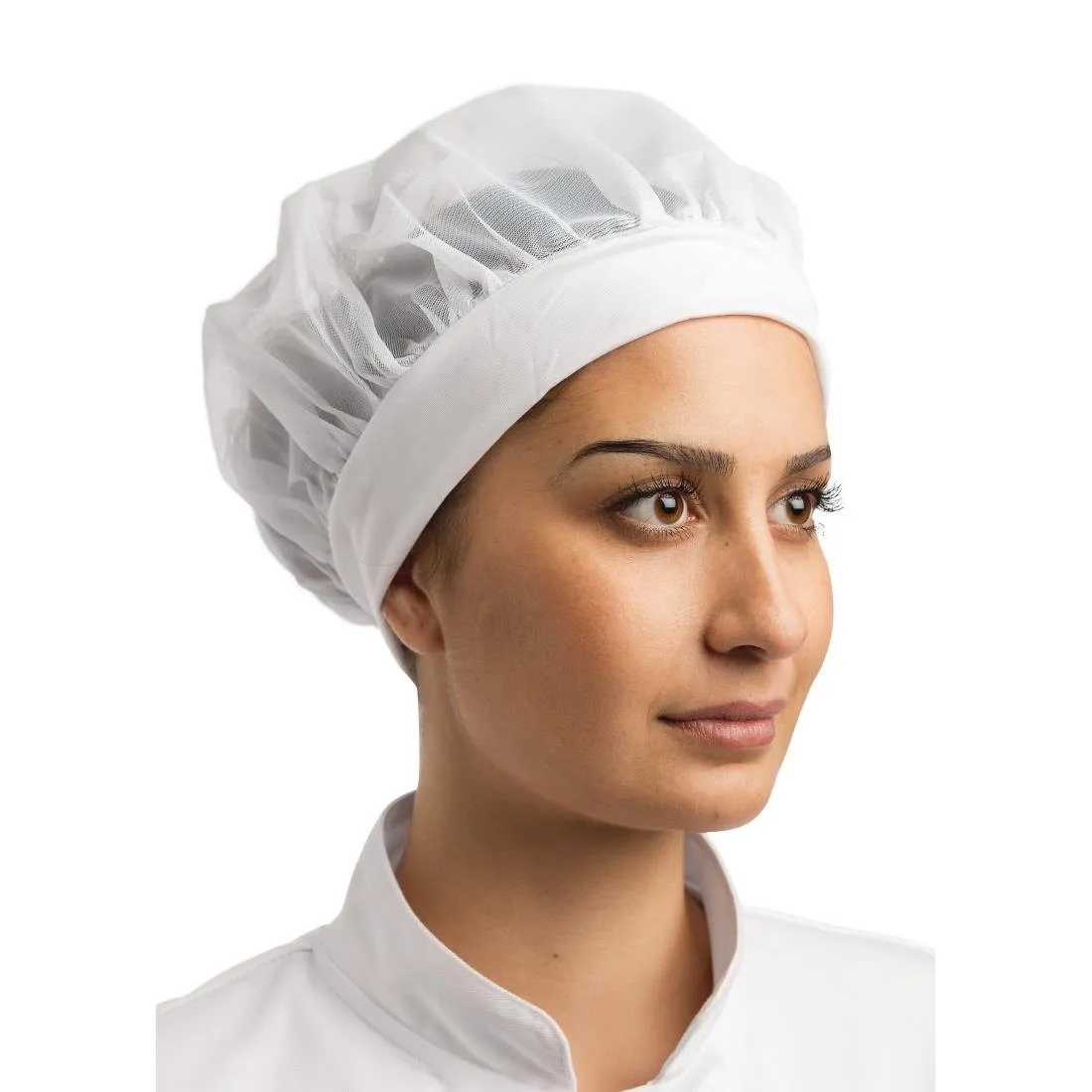 Comfortabele witte nylon hoofddeksel - One size