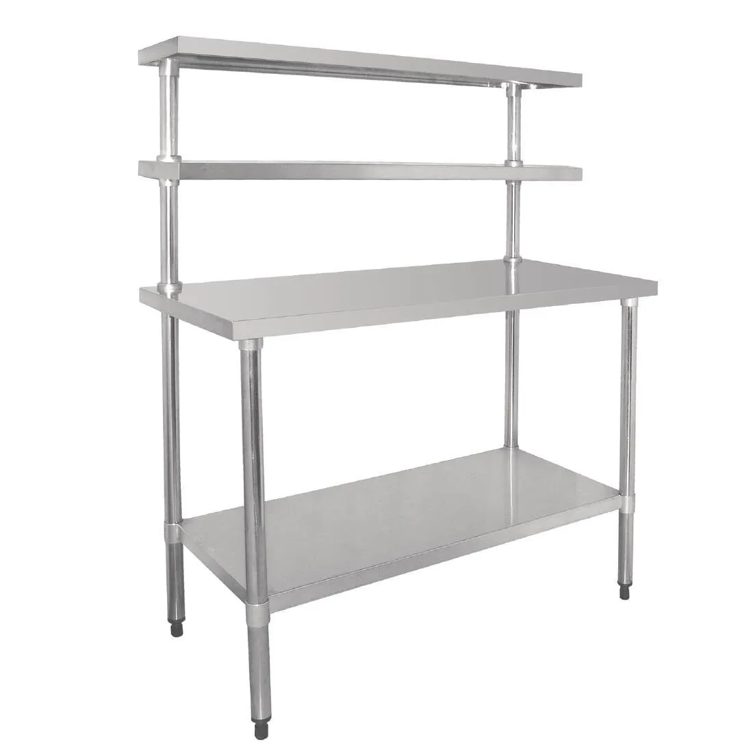 RVS tafel met plank en 2 bovenste planken - 1800 x 600 mm