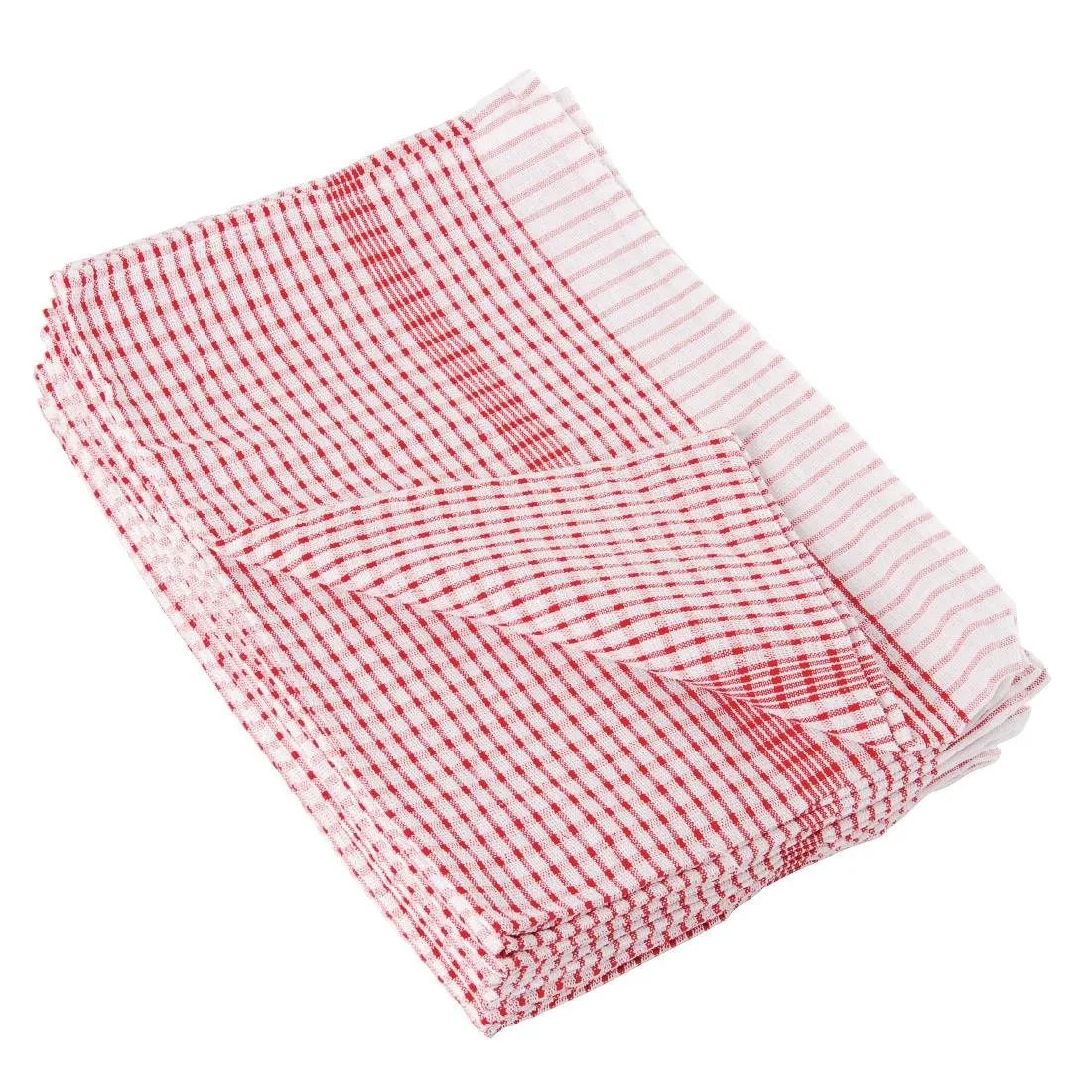 Rode keukendoek van polycotton - Set van 10
