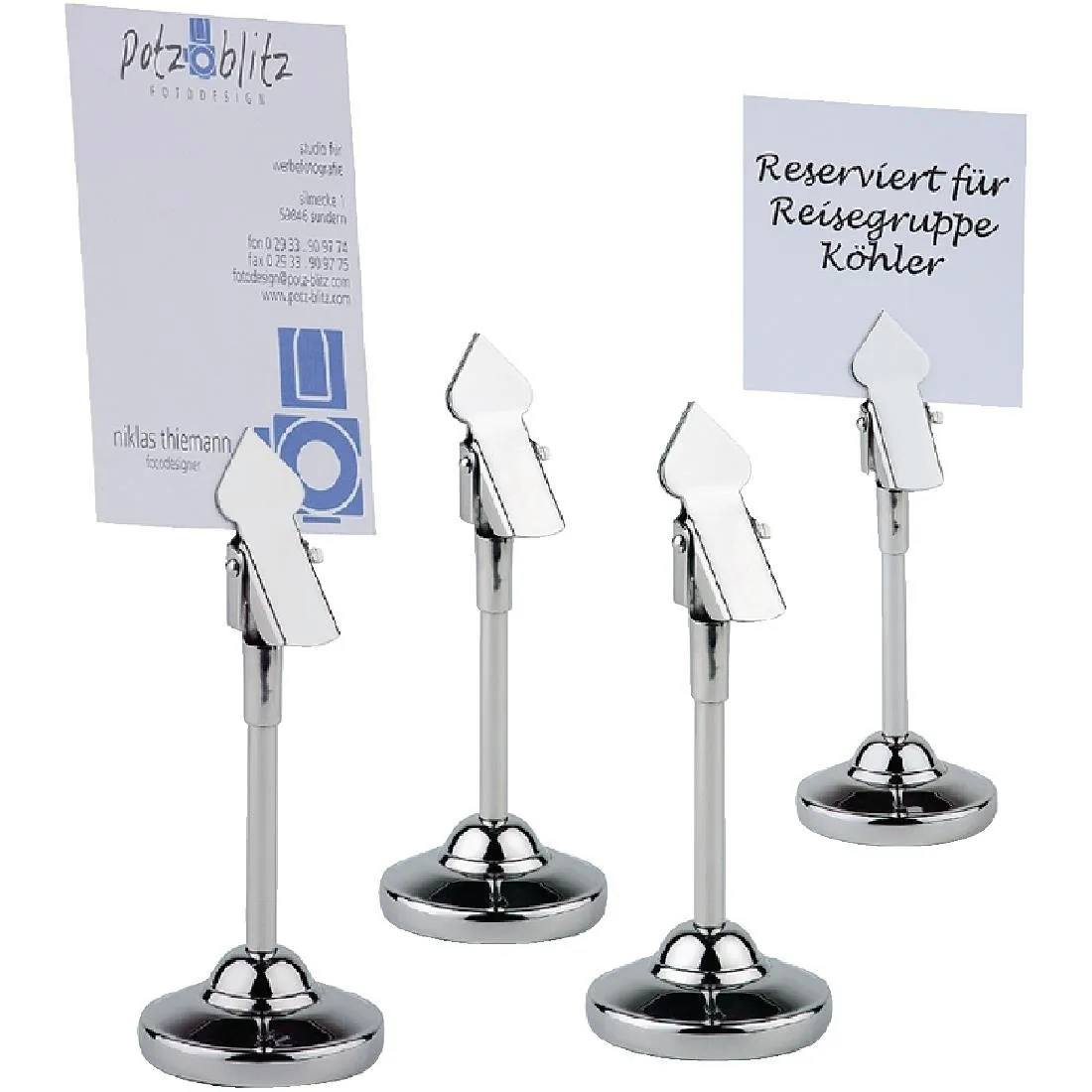 RVS klemhouder voor tafelnummers - Set van 4