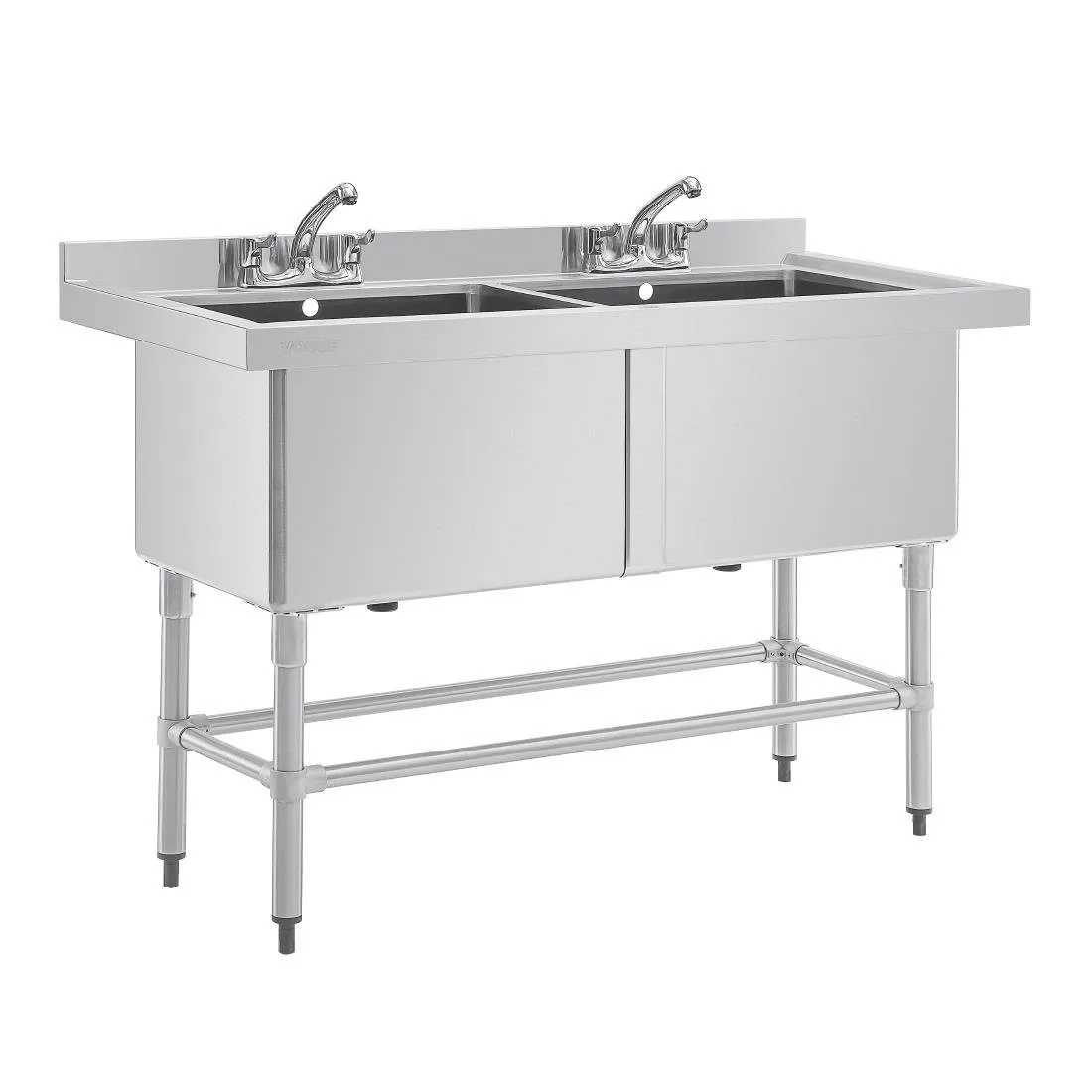 Dubbele spoelbak met achterwand - 2 x 100 L - 1410 x 600 mm
