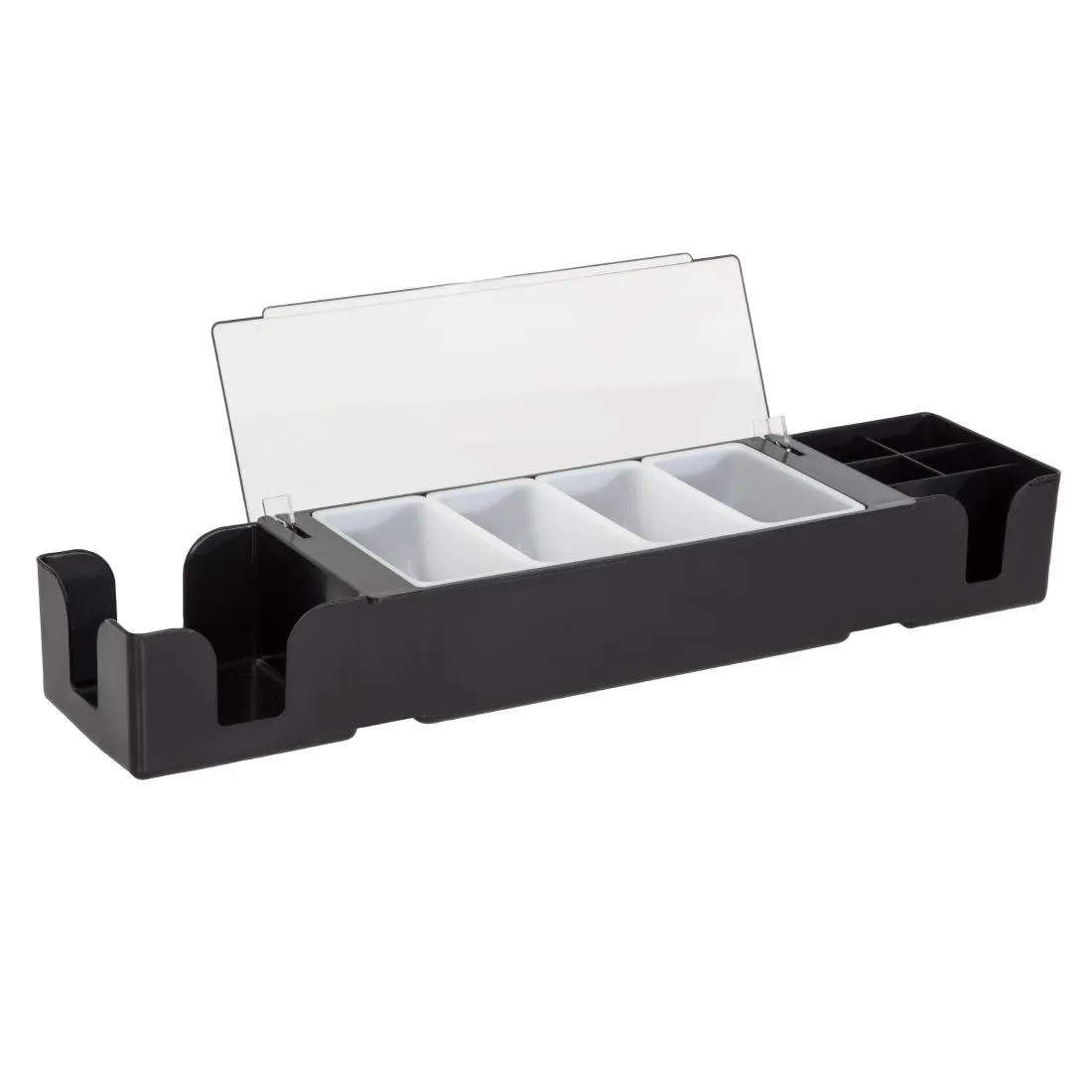 Zwarte plastic compartimentendoos
