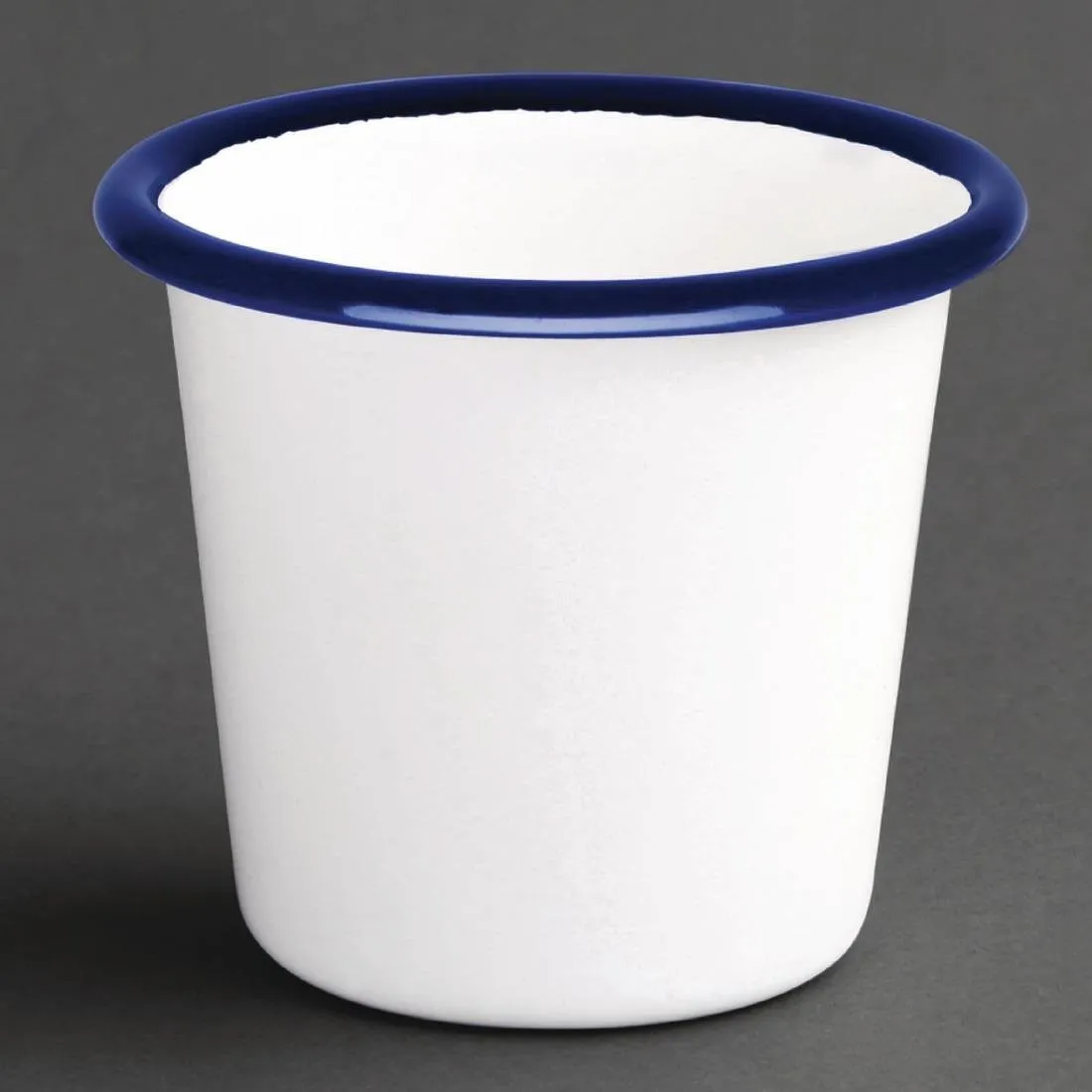 Pot voor saus van geëmailleerd staal in blauw en wit 114 ml - Set van 6